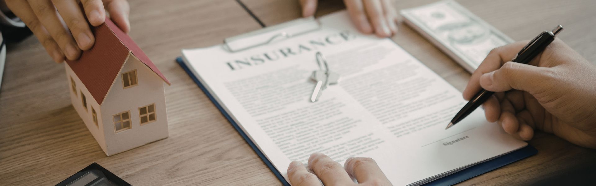 insurance policy paperwork desk