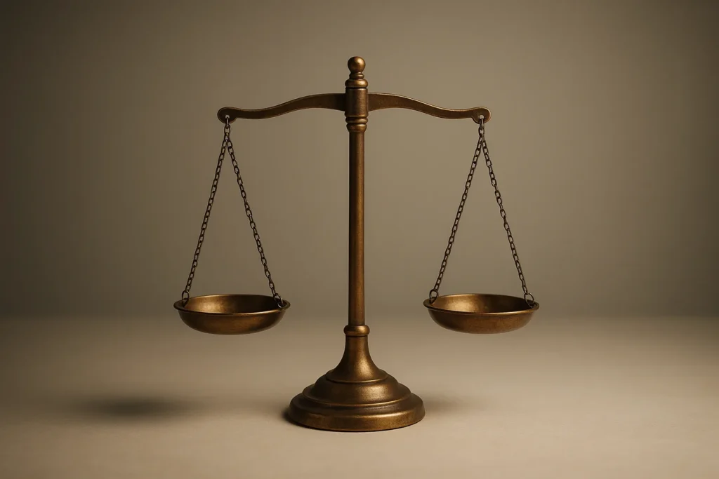 How Do Fiduciaries Get Paid? 2 How do fiduciaries get paid? - Photorealistic single brass balance scale centered on a neutral gradient background, soft directional lighting, shallow depth of field, sharp detail o...